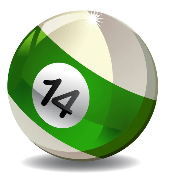 Vector Green Glossy Billiard Ball Number White Background — Stock Vector