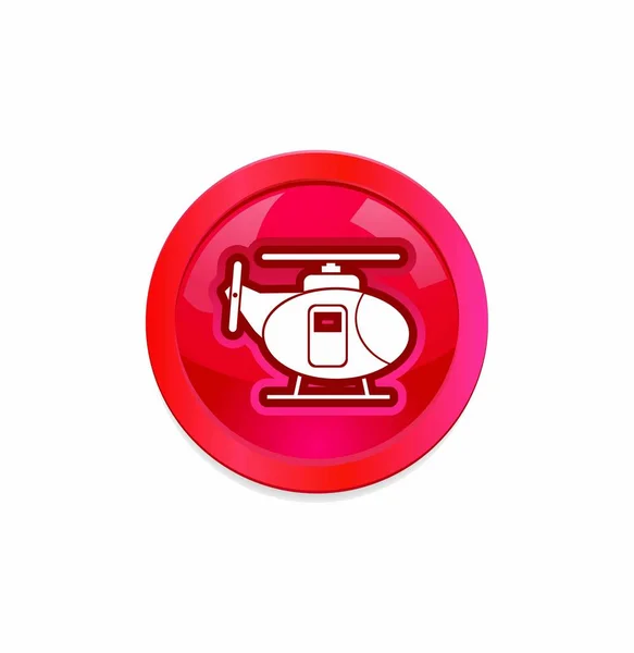 Chopper Icono Botón Rojo Vector Ilustración — Vector de stock