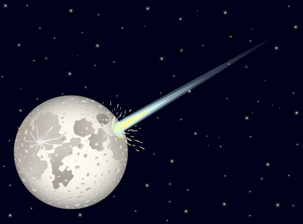 Komet Und Mond Ikone Vektorillustration — Stockvektor