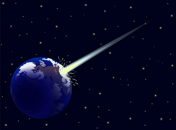 Comet Earth Icon Vector Illustration — Stock Vector
