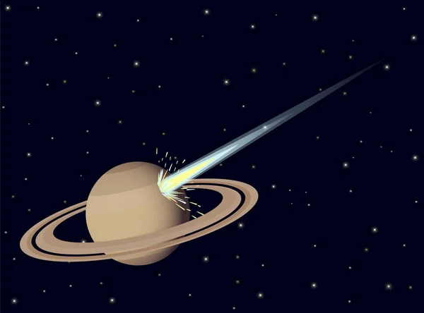 Komet Und Saturiertes Symbol Vektorillustration — Stockvektor