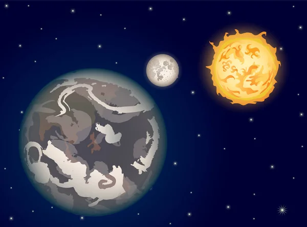 地球と宇宙のアイコンベクトル図 — ストックベクタ