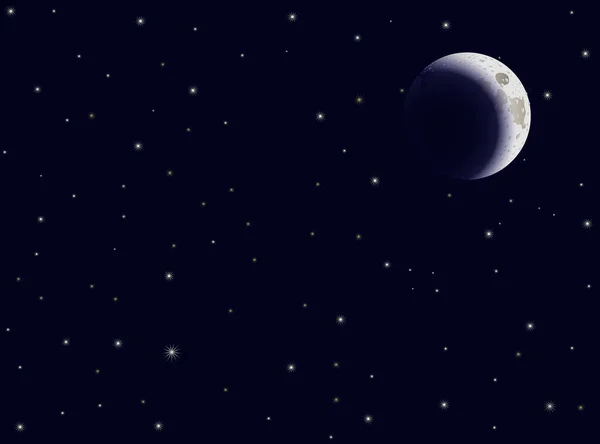Luna Sul Cielo Notturno Illustrazione Vettoriale — Vettoriale Stock
