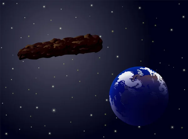 Oumuamua Hit Eath Icoon Vector Illustratie — Stockvector