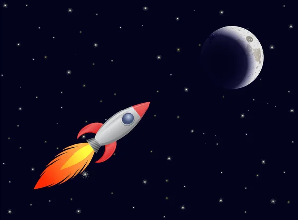 Rocket Moon Icon Vector Illustration — Stock Vector