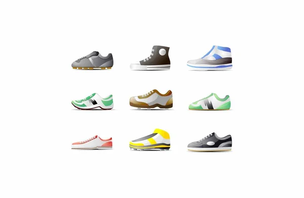 Realistic Detailed Sneakers Vector Set — Stock Vector