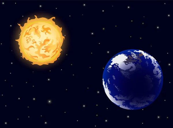 太陽の下の地球 — ストックベクタ