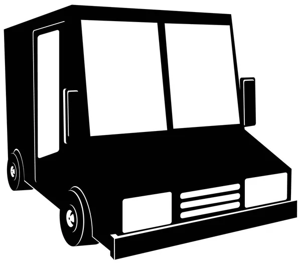Vettore Camion Bianco Nero — Vettoriale Stock