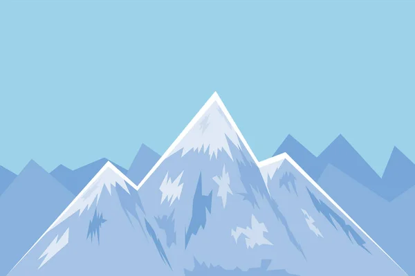 Montagnes Avec Neige Illustration Vectorielle Plate — Image vectorielle