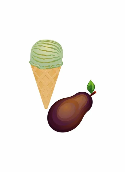 Avocado Icecream Icon Vector Illustration — Stock Vector