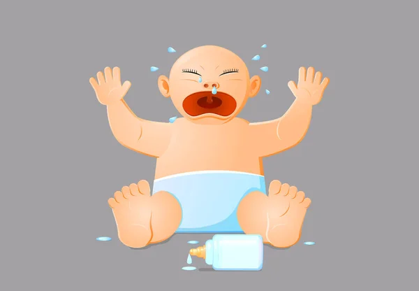 オムツと青いタオルで泣く赤ちゃん — ストックベクタ