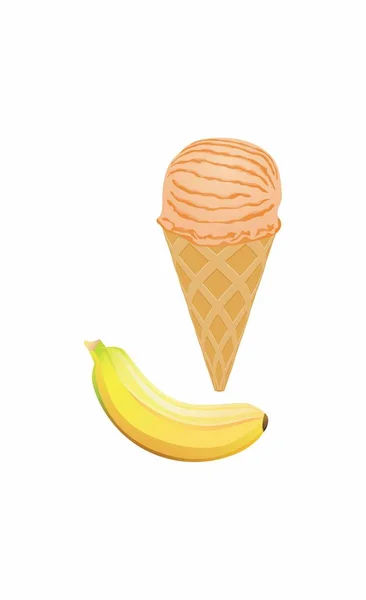 Ícone Banana Sorvete Ilustração Vetorial — Vetor de Stock