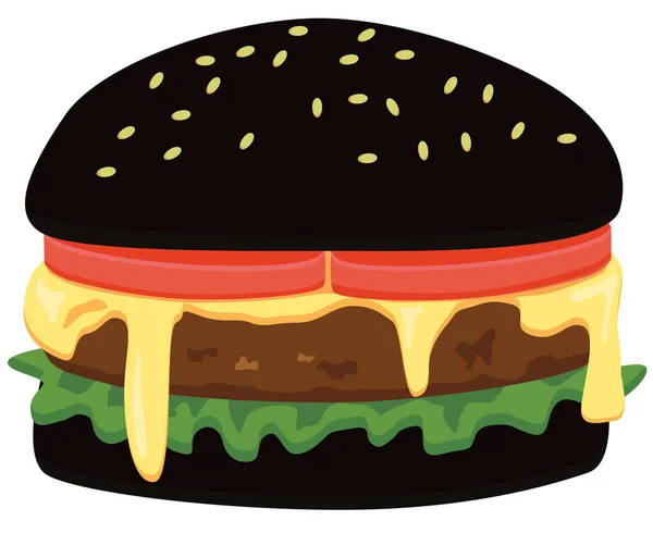 黑色汉堡图标 矢量插图 — 图库矢量图片