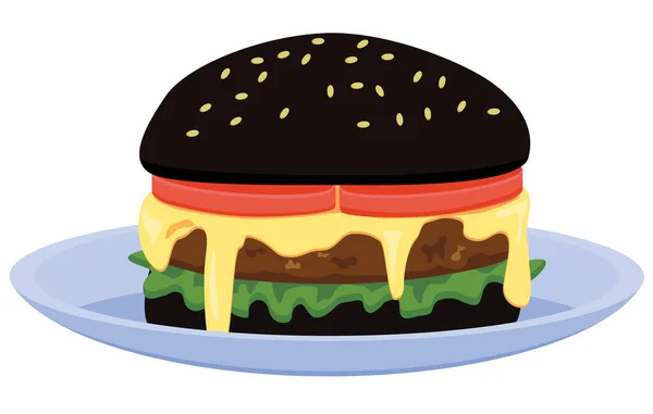 Fekete Burger Ikon Vektor Illusztráció — Stock Vector