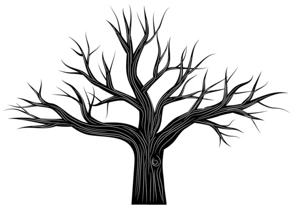 木の白黒ベクトル図 — ストックベクタ