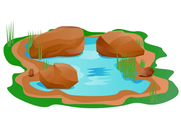 Ícone Lagoa Pedra Ilustração Vetorial — Vetor de Stock
