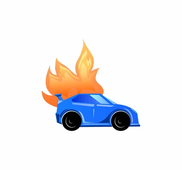 Płonący Samochód Ikona Wektor Ilustracja — Wektor stockowy