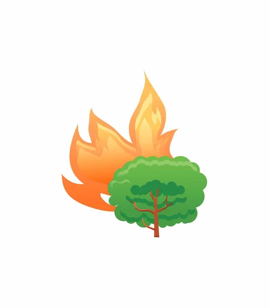 Burning Tree Icon Vector Illustration — Stock Vector