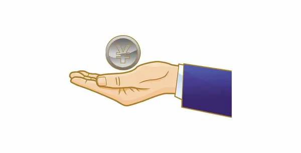 Geschäftsmann Hand Hält Yen Münze Symbol Vektor Illustration — Stockvektor