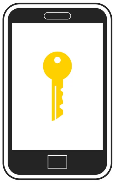 Иконка Мобильного Телефона Знак Ключа Векторная Иллюстрация — стоковый вектор