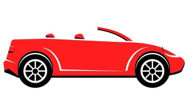 Kırmızı Üstü Açık Araba Simgesi Vektör Illüstrasyonu — Stok Vektör