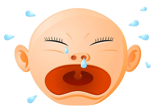 紧闭双眼哭泣的婴儿 — 图库矢量图片