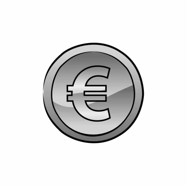 Icono Signo Euro Blanco Negro — Vector de stock