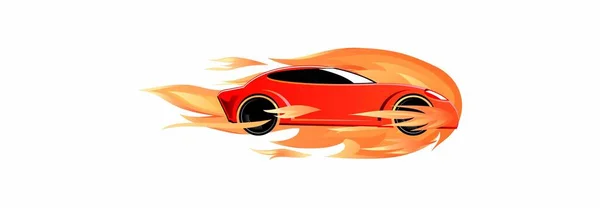 Samochód Płomieniami Ognia — Wektor stockowy