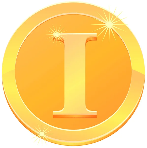 Golden Letter Coin Icon Vector Illustration — Stock Vector