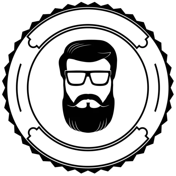 Emblém Hipsterského Hipstera Vousů — Stockový vektor