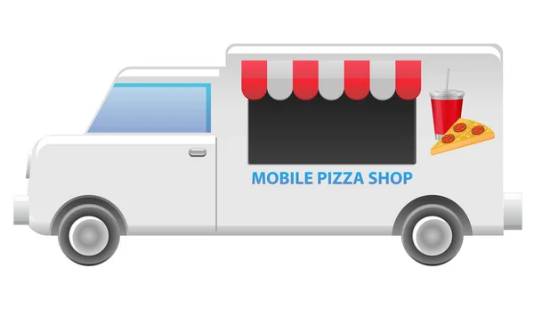 Pizza Food Υπηρεσία Παράδοσης Φορτηγών — Διανυσματικό Αρχείο
