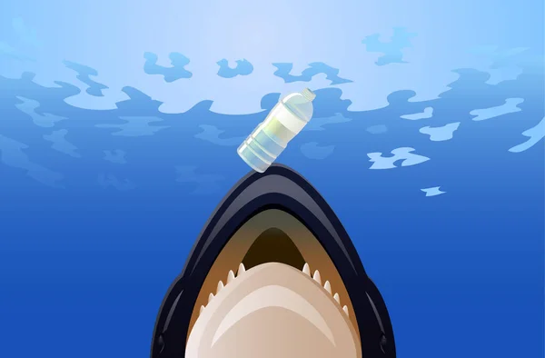 Orca Met Plastic Boot Icoon Vector Illustratie — Stockvector
