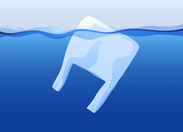 Plastic Bag Ocean Vector Illustration — Stock Vector