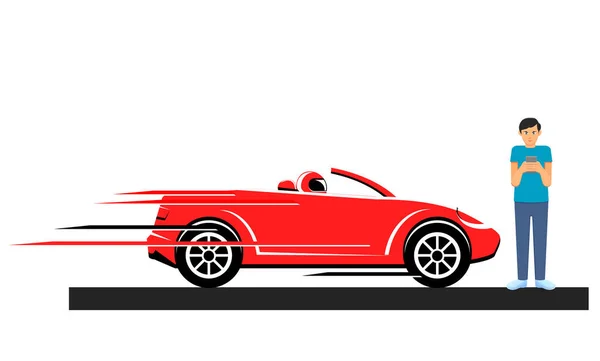 Icône Rouge Voiture Homme Illustration Vectorielle — Image vectorielle