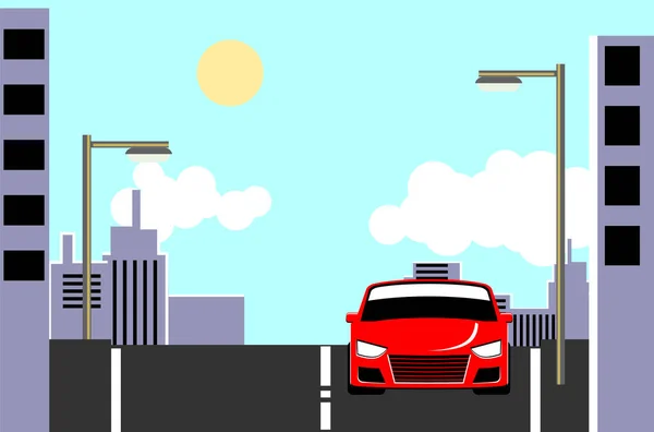 Ilustração Vetorial Carro Com Sinal Trânsito —  Vetores de Stock