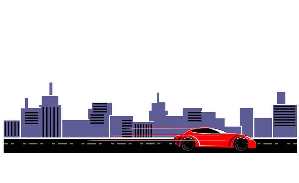 Sports Car City Icon Vector Illustration — Stock Vector