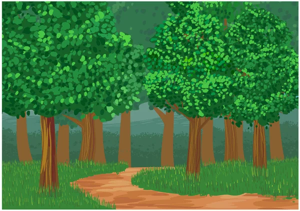 Ilustrace Zeleného Stromu Pozadím — Stockový vektor