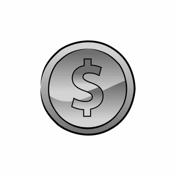 Ασημένια Δολάρια Κέρμα Εικονίδιο Διανυσματική Απεικόνιση — Διανυσματικό Αρχείο