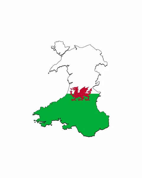 Mappa Wales Con Bandiera — Vettoriale Stock