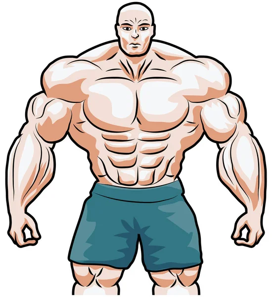 Gros Bodybuilder Muscle Homme Vecteur Illustration — Image vectorielle
