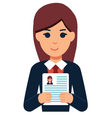 CV tutan ya da vektör simgesine devam eden kadın