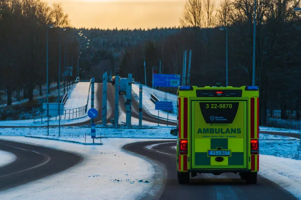 2022 Storfors Vaermland Sveç Ambulans Aracı Harekete Geçti Stok Fotoğraf