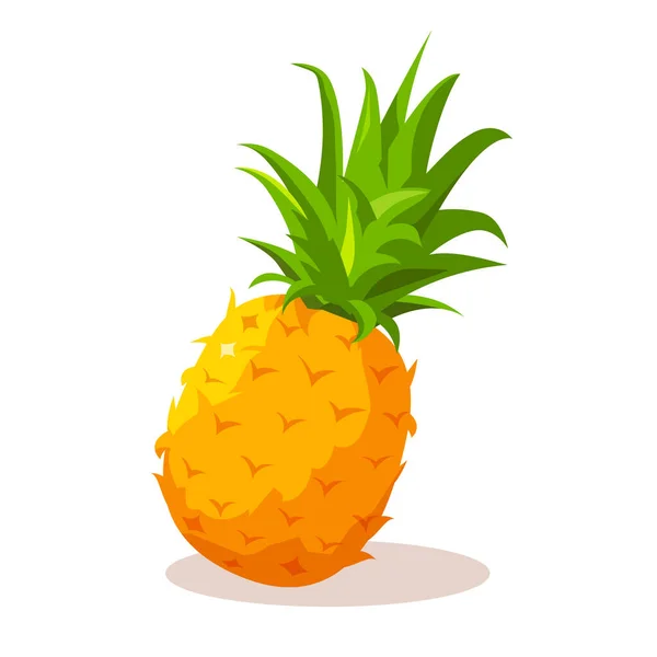 Illustrazione Frutta Ananas Stile Cartone Animato Isolato Sfondo Bianco — Vettoriale Stock