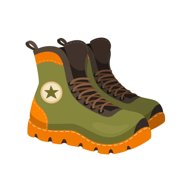 Stylish Travel Boots Cartoon Style Isolated White Background — Archivo Imágenes Vectoriales