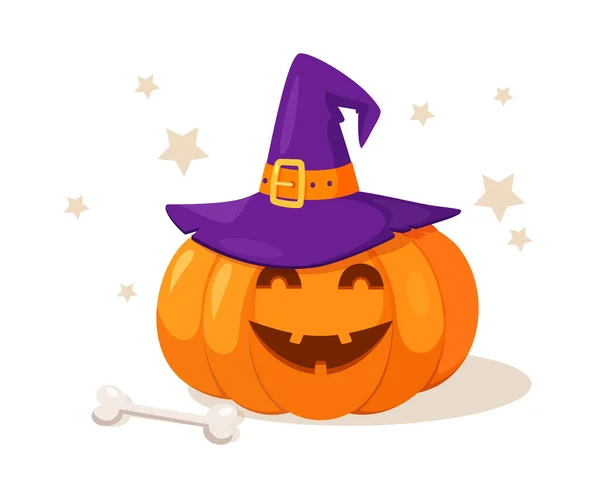 Composición Halloween Con Calabaza Sonriente — Vector de stock