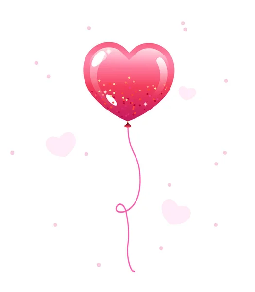 Ballon Rose Forme Coeur Aux Reflets Dorés — Image vectorielle