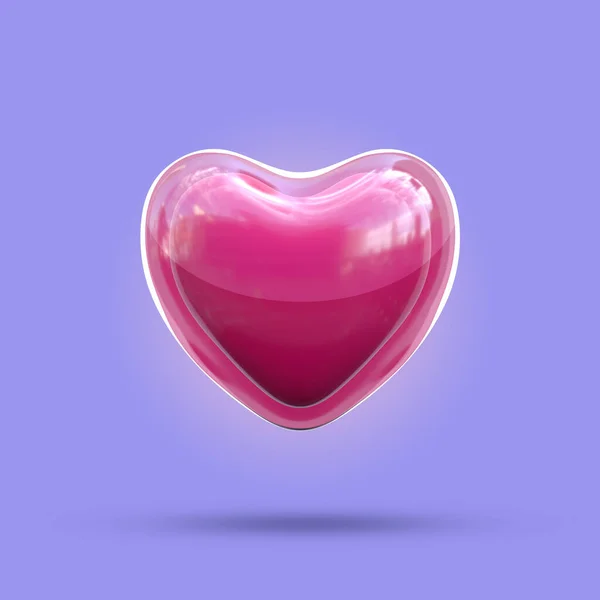 Representación Corazón Brillante Aislado Sobre Fondo Púrpura —  Fotos de Stock