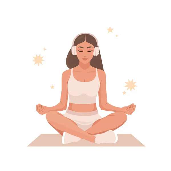 stock vector  Beautiful woman doing yoga and meditation