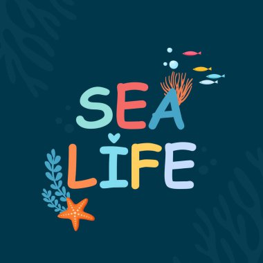 Deniz yaşamının vektör harfleri