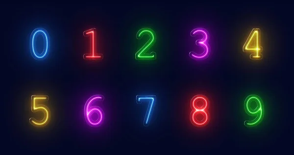 Set Numere Colorate Stil Neon — Fotografie, imagine de stoc